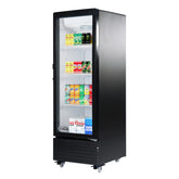 21 in. One Glass Door Commercial Display Merchandiser Refrigerator Cooler in Black, ETL Listed, 8 cu. ft. (KM-MDR-1GD-8C)